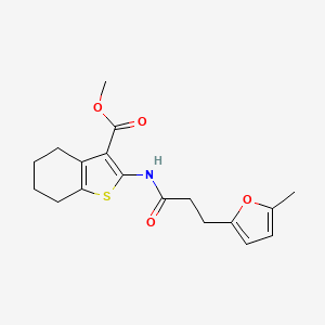 molecular formula C18H21NO4S B2659383 2-(3-(5-甲基呋喃-2-基)丙酰氨基)-4,5,6,7-四氢苯并[b]噻吩-3-羧酸甲酯 CAS No. 838813-66-4