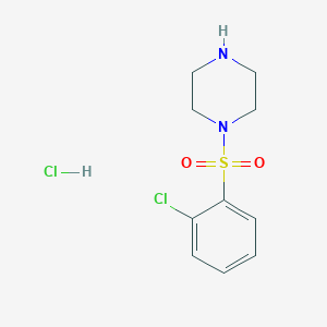 molecular formula C10H14Cl2N2O2S B2659387 1-[(2-Chlorophenyl)sulfonyl]piperazine hydrochloride CAS No. 1049791-62-9