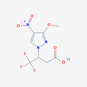 molecular formula C8H8F3N3O5 B2659392 4,4,4-Trifluoro-3-(3-methoxy-4-nitropyrazol-1-yl)butanoic acid CAS No. 2054953-55-6