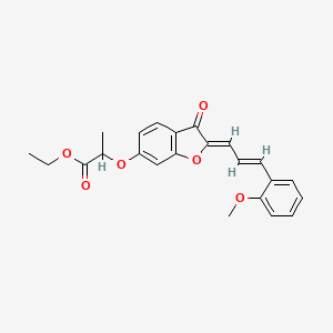 molecular formula C23H22O6 B2659395 乙酸2-(((Z)-2-((E)-3-(2-甲氧基苯基)烯基)-3-氧代-2,3-二氢苯并呋喃-6-基)氧基)丙酸酯 CAS No. 620546-71-6