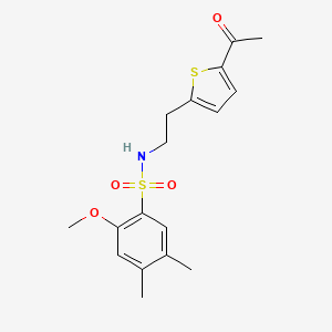 molecular formula C17H21NO4S2 B2659398 N-(2-(5-乙酰噻吩-2-基)乙基)-2-甲氧基-4,5-二甲基苯磺酰胺 CAS No. 2034570-96-0
