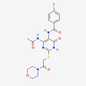 N-(4-acetamido-2-((2-morpholino-2-oxoethyl)thio)-6-oxo-1,6-dihydropyrimidin-5-yl)-4-fluorobenzamide