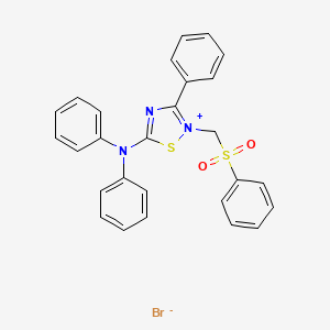molecular formula C27H22BrN3O2S2 B2659402 5-(二苯氨基)-3-苯基-2-((苯磺酰基)甲基)-1,2,4-噻二唑-2-溴化物 CAS No. 311814-74-1