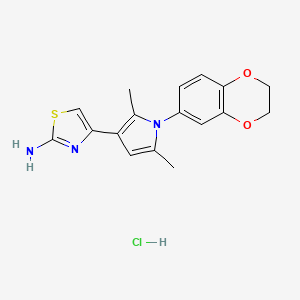 molecular formula C17H18ClN3O2S B2659412 4-[1-(2,3-dihydro-1,4-benzodioxin-6-yl)-2,5-dimethyl-1H-pyrrol-3-yl]-1,3-thiazol-2-amine hydrochloride CAS No. 1049777-13-0