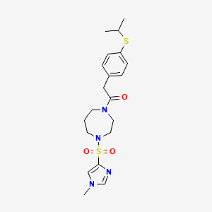 molecular formula C20H28N4O3S2 B2659414 2-(4-(isopropylthio)phenyl)-1-(4-((1-methyl-1H-imidazol-4-yl)sulfonyl)-1,4-diazepan-1-yl)ethanone CAS No. 1903888-04-9