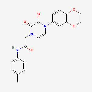 molecular formula C21H19N3O5 B2659418 2-[4-(2,3-dihydro-1,4-benzodioxin-6-yl)-2,3-dioxopyrazin-1-yl]-N-(4-methylphenyl)acetamide CAS No. 898463-65-5