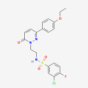 molecular formula C20H19ClFN3O4S B2659422 3-chloro-N-(2-(3-(4-ethoxyphenyl)-6-oxopyridazin-1(6H)-yl)ethyl)-4-fluorobenzenesulfonamide CAS No. 921514-32-1