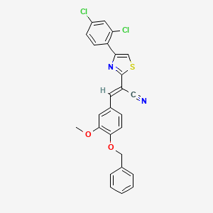 molecular formula C26H18Cl2N2O2S B2659424 (2E)-3-[4-(benzyloxy)-3-methoxyphenyl]-2-[4-(2,4-dichlorophenyl)-1,3-thiazol-2-yl]prop-2-enenitrile CAS No. 477296-22-3