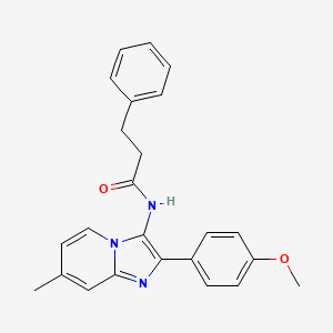molecular formula C24H23N3O2 B2659426 N-[2-(4-methoxyphenyl)-7-methylimidazo[1,2-a]pyridin-3-yl]-3-phenylpropanamide CAS No. 850931-43-0