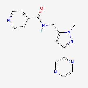 molecular formula C15H14N6O B2659433 N-((1-methyl-3-(pyrazin-2-yl)-1H-pyrazol-5-yl)methyl)isonicotinamide CAS No. 2034322-70-6