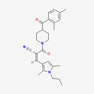 molecular formula C27H33N3O2 B2659436 (Z)-2-[4-(2,4-dimethylbenzoyl)piperidine-1-carbonyl]-3-(2,5-dimethyl-1-propylpyrrol-3-yl)prop-2-enenitrile CAS No. 1241689-25-7