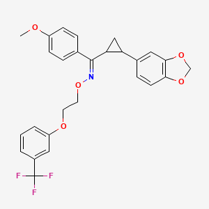 molecular formula C27H24F3NO5 B2659440 [2-(1,3-benzodioxol-5-yl)cyclopropyl](4-methoxyphenyl)methanone O-{2-[3-(trifluoromethyl)phenoxy]ethyl}oxime CAS No. 338749-20-5