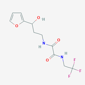 molecular formula C11H13F3N2O4 B2659443 N1-(3-(呋喃-2-基)-3-羟基丙基)-N2-(2,2,2-三氟乙基)草酰胺 CAS No. 1421449-16-2