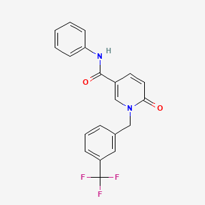 molecular formula C20H15F3N2O2 B2659446 6-氧代-N-苯基-1-[[3-(三氟甲基)苯基]甲基]吡啶-3-甲酰胺 CAS No. 338783-63-4