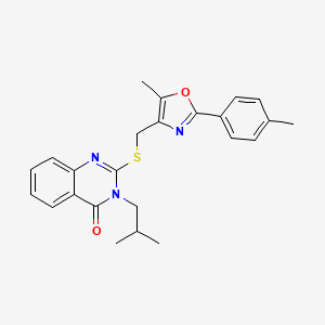 3-isobutyl-2-(((5-methyl-2-(p-tolyl)oxazol-4-yl)methyl)thio)quinazolin-4(3H)-one