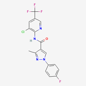 molecular formula C17H11ClF4N4O B2659448 N-[3-chloro-5-(trifluoromethyl)-2-pyridinyl]-1-(4-fluorophenyl)-3-methyl-1H-pyrazole-4-carboxamide CAS No. 321526-15-2