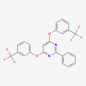 molecular formula C24H14F6N2O2 B2659450 2-Phenyl-4,6-bis[3-(trifluoromethyl)phenoxy]pyrimidine CAS No. 156592-13-1