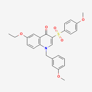 molecular formula C26H25NO6S B2659474 6-ethoxy-1-(3-methoxybenzyl)-3-((4-methoxyphenyl)sulfonyl)quinolin-4(1H)-one CAS No. 895639-26-6
