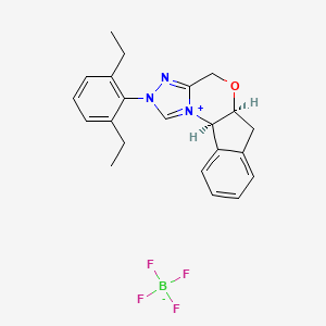 molecular formula C22H24BF4N3O B2659476 (5aS,10bR)-2-(2,6-Diethylphenyl)-4,5a,6,10b-tetrahydro-2H-indeno[2,1-b][1,2,4]triazolo[4,3-d][1,4]oxazin-11-ium tetrafluoroborate CAS No. 1787246-78-9