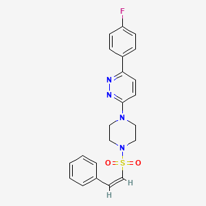 molecular formula C22H21FN4O2S B2659482 (Z)-3-(4-氟苯基)-6-(4-(苯乙烯基磺酰)哌嗪-1-基)吡啶并[1,2-b]嘧啶 CAS No. 1021036-02-1