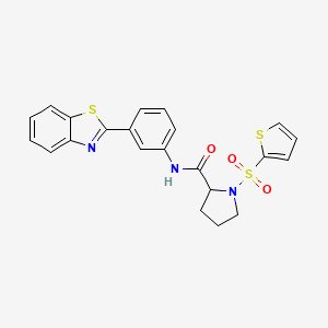 molecular formula C22H19N3O3S3 B2659489 N-(3-(benzo[d]thiazol-2-yl)phenyl)-1-(thiophen-2-ylsulfonyl)pyrrolidine-2-carboxamide CAS No. 1104821-82-0
