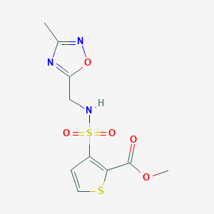 molecular formula C10H11N3O5S2 B2659492 methyl 3-(N-((3-methyl-1,2,4-oxadiazol-5-yl)methyl)sulfamoyl)thiophene-2-carboxylate CAS No. 1219902-77-8