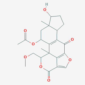 B026595 3H-Furo(4,3,2-de)indeno(4,5-h)-2-benzopyran-3,6(1H)-dione, 11-(acetyloxy)-6b,7,8,9,9a,10,11,11b-octahydro-9-hydroxy-1-(methoxymethyl)-9a,11b-dimethyl- CAS No. 108740-89-2