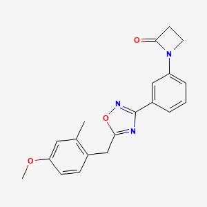 molecular formula C20H19N3O3 B2659503 1-[3-[5-[(4-Methoxy-2-methylphenyl)methyl]-1,2,4-oxadiazol-3-yl]phenyl]azetidin-2-one CAS No. 2305405-90-5