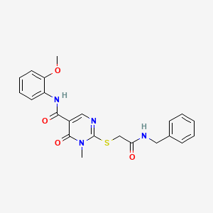 molecular formula C22H22N4O4S B2659508 2-((2-(benzylamino)-2-oxoethyl)thio)-N-(2-methoxyphenyl)-1-methyl-6-oxo-1,6-dihydropyrimidine-5-carboxamide CAS No. 894038-23-4