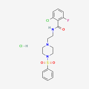 2-chloro-6-fluoro-N-(2-(4-(phenylsulfonyl)piperazin-1-yl)ethyl)benzamide hydrochloride