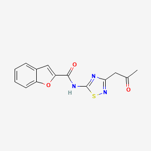 molecular formula C14H11N3O3S B2659516 N-[3-(2-氧代丙基)-1,2,4-噻二唑-5-基]-1-苯并呋喃-2-甲酸酰胺 CAS No. 874465-62-0