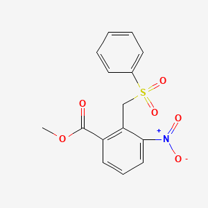 molecular formula C15H13NO6S B2659522 Methyl 3-nitro-2-[(phenylsulfonyl)methyl]benzenecarboxylate CAS No. 860786-93-2