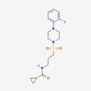 N-(3-((4-(2-fluorophenyl)piperazin-1-yl)sulfonyl)propyl)cyclopropanecarboxamide