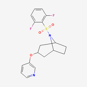 molecular formula C18H18F2N2O3S B2659527 (1R,5S)-8-((2,6-二氟苯基)磺酰)-3-(吡啶-3-氧基)-8-氮杂双环[3.2.1]辛烷 CAS No. 2108511-21-1