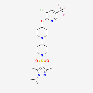 molecular formula C24H33ClF3N5O3S B2659540 4-{[3-氯-5-(三氟甲基)吡啶-2-基]氧基}-1'-{[3,5-二甲基-1-(异丙基)-1H-吡唑-4-基]磺酰}-1,4'-双哌啶 CAS No. 2097935-83-4
