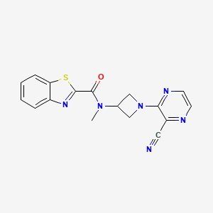 molecular formula C17H14N6OS B2659546 N-[1-(3-Cyanopyrazin-2-yl)azetidin-3-yl]-N-methyl-1,3-benzothiazole-2-carboxamide CAS No. 2380172-39-2