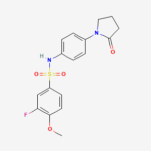 molecular formula C17H17FN2O4S B2659554 3-fluoro-4-methoxy-N-(4-(2-oxopyrrolidin-1-yl)phenyl)benzenesulfonamide CAS No. 942012-56-8