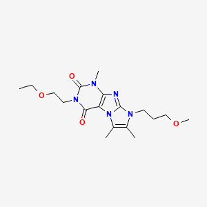 molecular formula C18H27N5O4 B2659561 2-(2-Ethoxyethyl)-6-(3-methoxypropyl)-4,7,8-trimethylpurino[7,8-a]imidazole-1,3-dione CAS No. 876675-81-9