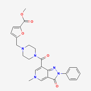 methyl 5-((4-(5-methyl-3-oxo-2-phenyl-3,5-dihydro-2H-pyrazolo[4,3-c]pyridine-7-carbonyl)piperazin-1-yl)methyl)furan-2-carboxylate