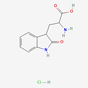 molecular formula C11H13ClN2O3 B2659569 2-Amino-3-(oxindol-3-yl)propionic acid hydrochloride CAS No. 95579-00-3
