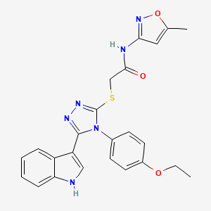 molecular formula C24H22N6O3S B2659570 2-[[(5Z)-5-indol-3-ylidene-4-p-phenetyl-1H-1,2,4-triazol-3-yl]thio]-N-(5-methylisoxazol-3-yl)acetamide CAS No. 731795-36-1