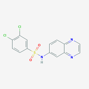 molecular formula C14H9Cl2N3O2S B2659586 3,4-二氯-N-(6-喹喔啉基)苯磺酰胺 CAS No. 478259-98-2