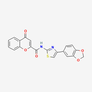 molecular formula C20H12N2O5S B2659587 N-(4-(benzo[d][1,3]dioxol-5-yl)thiazol-2-yl)-4-oxo-4H-chromene-2-carboxamide CAS No. 361478-91-3