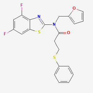molecular formula C21H16F2N2O2S2 B2659605 N-(4,6-difluorobenzo[d]thiazol-2-yl)-N-(furan-2-ylmethyl)-3-(phenylthio)propanamide CAS No. 922406-10-8