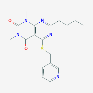 molecular formula C18H21N5O2S B2659618 7-Butyl-1,3-dimethyl-5-(pyridin-3-ylmethylsulfanyl)pyrimido[4,5-d]pyrimidine-2,4-dione CAS No. 872612-36-7