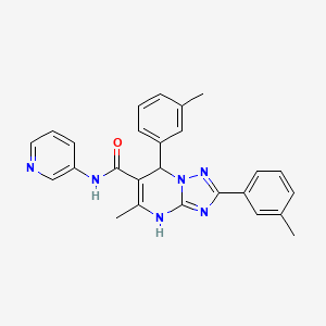 molecular formula C26H24N6O B2659619 5-methyl-N-(pyridin-3-yl)-2,7-di-m-tolyl-4,7-dihydro-[1,2,4]triazolo[1,5-a]pyrimidine-6-carboxamide CAS No. 538348-87-7