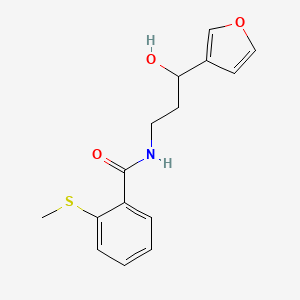 molecular formula C15H17NO3S B2659621 N-(3-(呋喃-3-基)-3-羟基丙基)-2-(甲硫基)苯甲酰胺 CAS No. 1428355-21-8