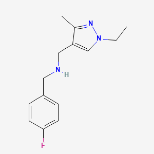 molecular formula C14H18FN3 B2659624 1-(1-乙基-3-甲基-1H-吡唑-4-基)-N-(4-氟苄基)甲胺 CAS No. 1006352-79-9