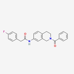 molecular formula C24H21FN2O2 B2659626 N-(2-benzoyl-1,2,3,4-tetrahydroisoquinolin-7-yl)-2-(4-fluorophenyl)acetamide CAS No. 955671-45-1