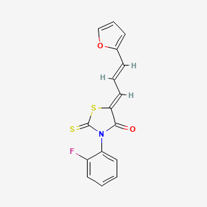 molecular formula C16H10FNO2S2 B2659634 (Z)-3-(2-fluorophenyl)-5-((E)-3-(furan-2-yl)allylidene)-2-thioxothiazolidin-4-one CAS No. 849028-41-7